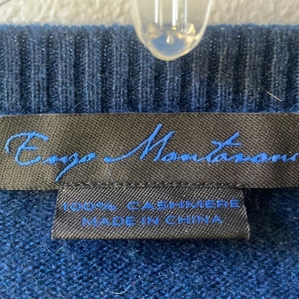Enzo Montanari sweater 100% Cashmere blue v neck size Small Softgirl - Picture 3 of 11